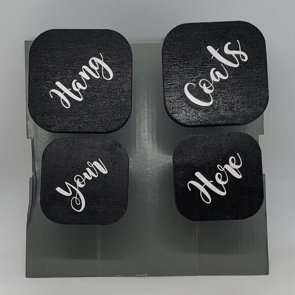 Decorated & Hand Painted Wooden Hooks Labelled Hang, Your, Coats, Here - Picture 4 of 5
